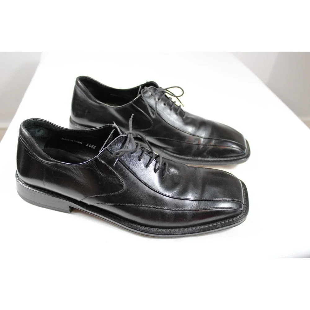 Mezlan Mens Black Leather Oxford Dress Shoes Cap Toe Lace Up Spain Size 10.5 M